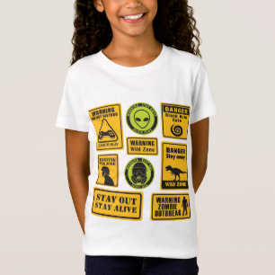 危険ゾーンおもしろいシンボルや象徴Iキッズアドベンチャーシャツ Tシャツ