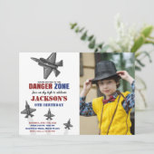 危険ゾーン戦闘機ジェット誕生日招待状写真 招待状 (スタンド正面)