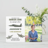 危険ゾーン戦闘機ジェット誕生日招待状写真 招待状 (スタンド正面)