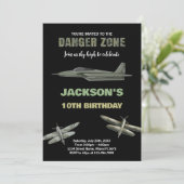 危険ゾーン戦闘機ジェット誕生日招待状10日 招待状 (スタンド正面)