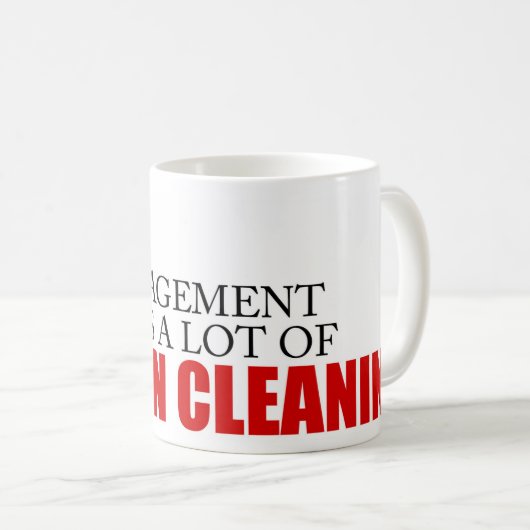 危険ファンのクリーニングを言っているおもしろいなプロジェクト管理 コーヒーマグカップ (正面右)