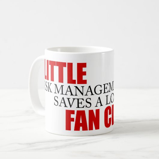 危険ファンのクリーニングを言っているおもしろいなプロジェクト管理 コーヒーマグカップ (正面左)