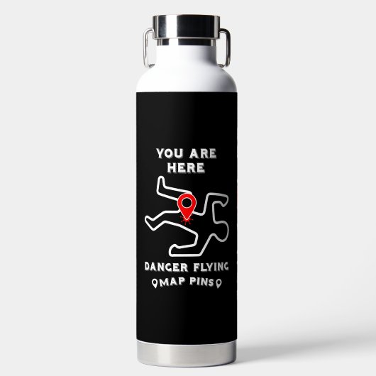 危険マップ飛んでいるのピン ウォーターボトル (正面)