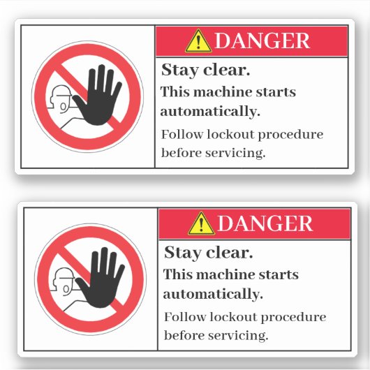 危険停止ラ澄んベル シール (正面)