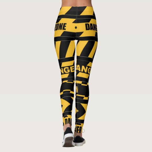 危険地帯の注意テープデザインのレギング レギンス (裏面)