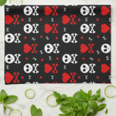 危険恐ろしいスカルパターン キッチンタオル (折り畳み)