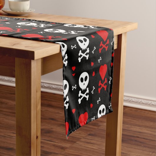 危険恐ろしいスカルパターン ショートテーブルランナー (インサイチュ)