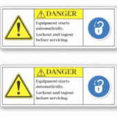 危険装置が自動的にラベル付けを開始 シール (正面)