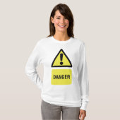 危険警告サイン 黄色い三角形 ビックリマーク Tシャツ (正面フル)