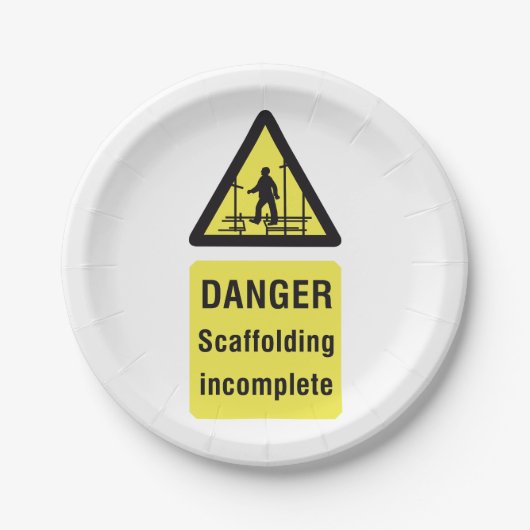 危険足場不完全警告サイト ペーパープレート (正面)