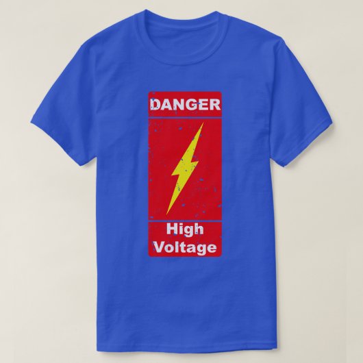 危険高電圧注意危険時 Tシャツ (デザイン正面)
