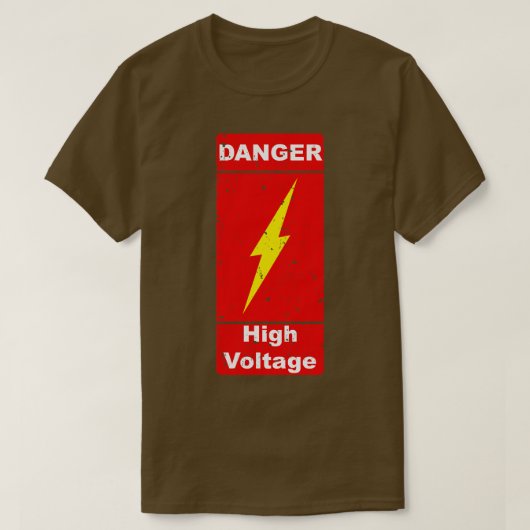危険高電圧注意危険時 Tシャツ (デザイン正面)