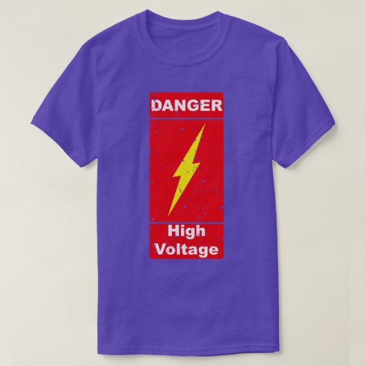 危険高電圧注意危険時 Tシャツ (デザイン正面)