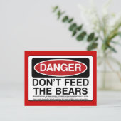 危険：クマに餌を与えないで ポストカード (スタンド正面)