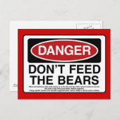 危険：クマに餌を与えないで ポストカード (正面/裏面)