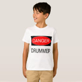 危険 – ドラマーおもしろいミュージシャンTシャツマグエプロン Tシャツ (正面フル)