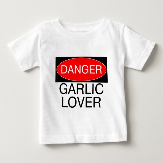 危険！ニンニク好きTシャツ マグカップ 帽子 エプロン ベビーTシャツ (正面)