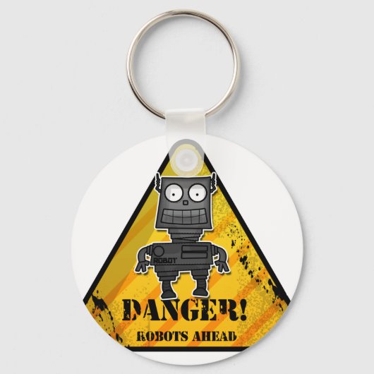 危険!ロボット注意 キーホルダー (正面)