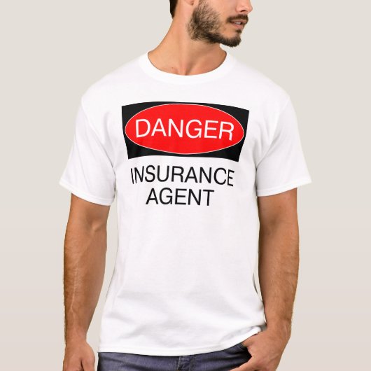 危険 – 保険代理店おもしろいTシャツMagハットバッグ Tシャツ (正面)
