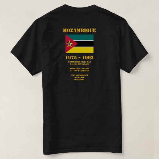 危険 地雷 モザンビーク Tシャツ (デザイン裏面)