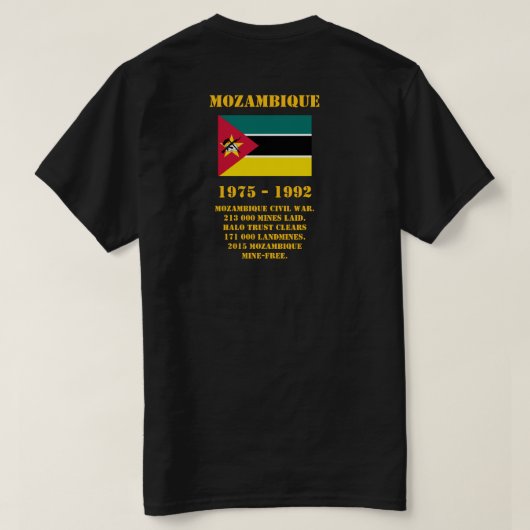 危険 地雷 モザンビーク Tシャツ (デザイン裏面)