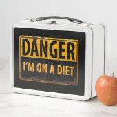 危険、私はダイエット金属警告標識に メタルランチボックス (インサイチュ)