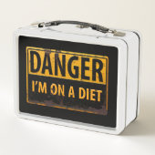 危険、私はダイエット金属警告標識に メタルランチボックス (裏面)