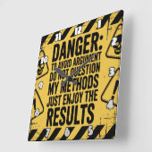 危険:質問方法、結楽しむ果 スクエア壁時計 (傾斜)