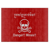 危険!!鉱山!!☠カンボジア・クメールのサイン☠ カッティングボード (正面)