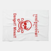 危険!!鉱山!!☠カンボジア・クメールのサイン☠ キッチンタオル (横)