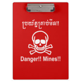 危険!!鉱山!!☠カンボジア・クメールのサイン☠ クリップボード (正面)