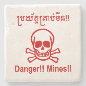 危険!!鉱山!!☠カンボジア・クメールのサイン☠ ストーンコースター (正面)