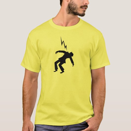 危険! 電気警告標識 Tシャツ (正面)