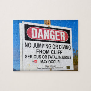危険 – No Cliff Diving – ハワイ – 8x10 - 110 pc ジグソーパズル
