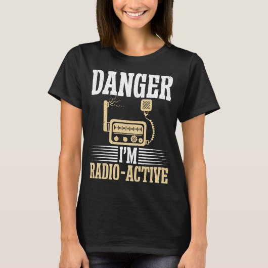 危険ImラジオActive おもしろい Ham Radio Tシャツ (正面)