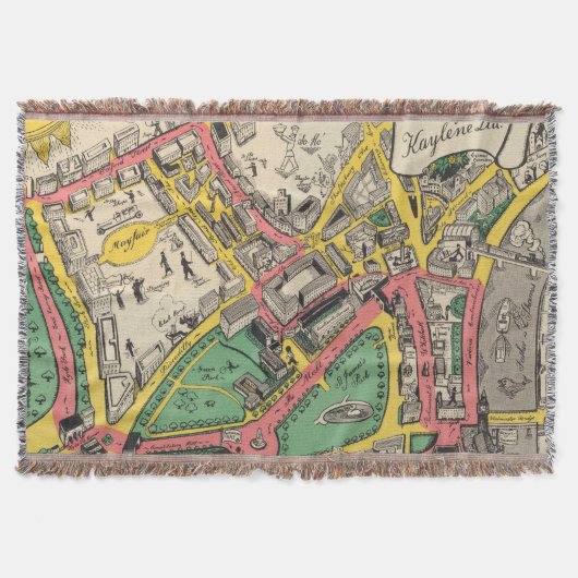 即位のルートの地図、ロンドン、イギリス スローブランケット (正面)