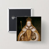 即位ローブのエリザベス女王一世 缶バッジ (正面&裏面)