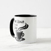 即刻の人間はちょうどコーヒーを加えます マグカップ (正面左)