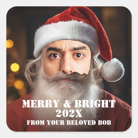 即席サンタ!単にあなたの顔を追加。 スクエアシール (正面)