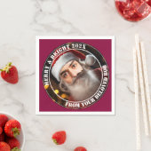 即席サンタ！単にあなたの顔を追加。 スタンダードカクテルナプキン (インサイチュ)