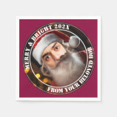 即席サンタ！単にあなたの顔を追加。 スタンダードカクテルナプキン (正面)