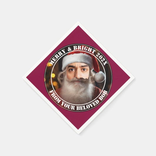 即席サンタ！単にあなたの顔を追加。 スタンダードカクテルナプキン (角)