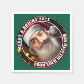 即席サンタ！単にあなたの顔を追加。 スタンダードカクテルナプキン (正面)