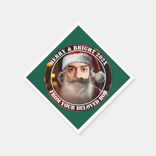 即席サンタ！単にあなたの顔を追加。 スタンダードカクテルナプキン (角)