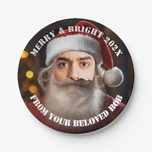 即席サンタ！単にあなたの顔を追加。 ペーパープレート (正面)