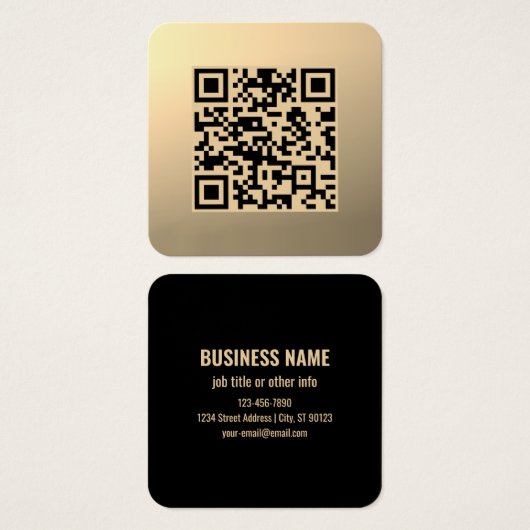 即座に編集可能なQRコードテンプレート | フェイク金ゴールド (正面&裏面)