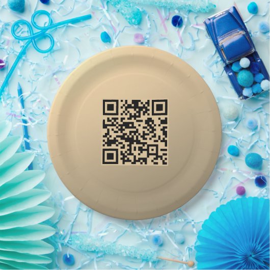即座に編集可能なQRコードテンプレート | フェイク金ゴールド ペーパープレート (パーティー)