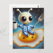 卵おもしろいの宇宙エイリアン ポストカード (正面/裏面)
