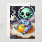 卵おもしろいの宇宙エイリアン ポストカード (正面/裏面)