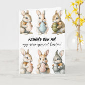 卵おもしろい付きイースターバカラフルニー カード (黄色い花)